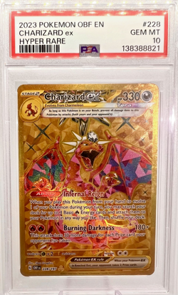 PSA 10 Charizard ex 228/197 Gold Hyper Rare Pokemon SV03: Obsidian Flames Holo - Image 4