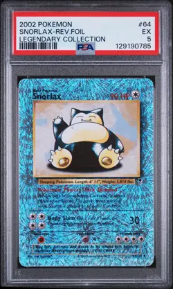 2002 POKEMON LEGENDARY COLLECTION #64 SNORLAX-REVERSE FOIL PSA 5 - Image 1