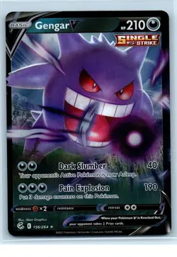 Pokemon Gengar V Ultra Rare Holo 156/264 Swsh08 Fusion Strike Single Strike - Image 1