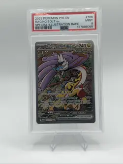 2025 POKEMON PRISMATIC EVOLUTIONS SPECIAL ILLUSTRATION RARE RAGING BOLT EX PSA 9 - Image 1