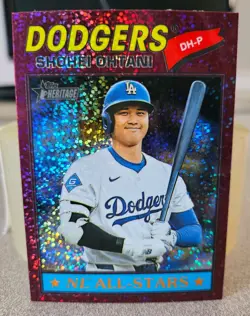 2026 Topps Heritage - Shohei Ohtani #290 Chrome Burgundy Sparkle Refractor - Image 1