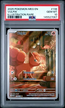 PSA 10 GEM MINT Pokemon TCG Vulpix Mega Evolution 138/132 Illustration Rare Card - Image 1