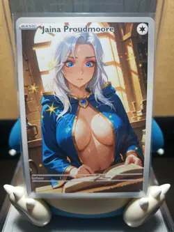 Adult Jaina Proudmoore Warcraft Pokemon TCG Waifu Goddess Custom Trading Card - Image 1