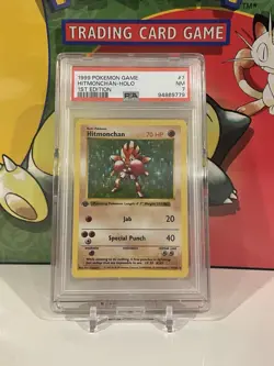 PSA 7 1999 Pokemon Game 1st Edition Hitmonchan Shadowless Base Set Holo #7 - Image 1