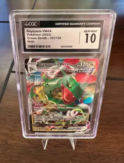 CGC 10 Rayquaza VMAX 101/159 Crown Zenith Full Art Rare Pokemon Card - Image 1