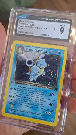 Dark Blastoise Pokemon (2000) Team Rocket 1st Edition 3/82 Holo CGC 9 - Image 2