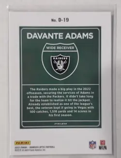 2023 Panini Donruss Optic Davante Adams Downtown 🔥 SSP Case Hit💥 #D-19 - Image 2
