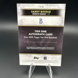 2025 Topps Tier One Sandy Koufax Autograph Bookend! 10/10 Brooklyn Dodgers - Image 2
