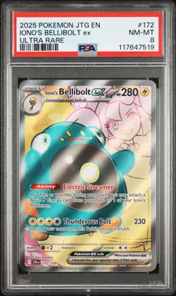 2025 POKEMON JTG EN-JOURNEY TOGETHER ULTRA RARE #172 IONO'S BELLIBOLT EX PSA 8 - Image 1