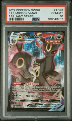 2022 POKEMON SWORD & SHIELD BRILLIANT STARS FULL ART/UMBREON VMAX TG23 PSA 10 - Image 1