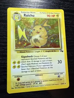 Pokemon Card - Raichu Fossil 14/62 Holo Unlimited Holo Rare Damaged - Image 1