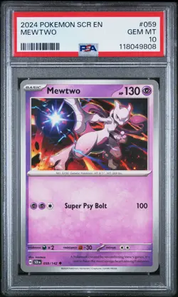 2024 POKEMON SCR EN-STELLAR CROWN #059 MEWTWO PSA 10 - Image 1