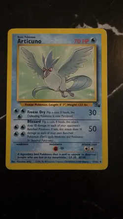 Pokemon TCG Articuno 17/62 Unlimited Non-Holo Rare Fossil set 1999 - Image 1