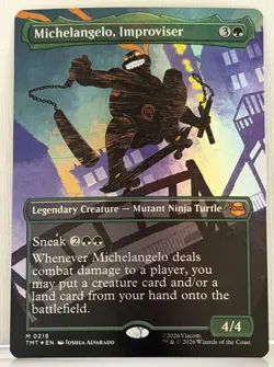 Michelangelo, Improviser (Borderless) M TMNT Foil 219 NM - Image 2