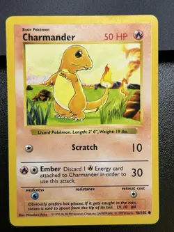 CHARMANDER Pokemon Card - WOTC Unlimited Base Set Shadowless 46/102 NM (A) - Image 2