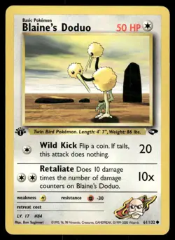 Pokemon Cards Blaine's Doduo 61/132 1ST EDITION Gym Challenge Common NM - Image 1