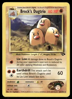 Pokemon Cards Brock's Dugtrio 22/132 Unlimited Gym Challenge Rare LP - Image 1