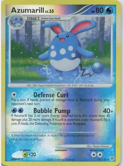 Azumarill 18/130 Diamond & Pearl Reverse Holo Rare Pokemon Card - Image 1