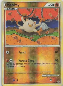 Mankey Reverse Holo Unleashed 53/95 MP Pokemon Card - Image 1