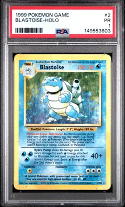 PSA 1 PR 1999 Base Set Blastoise 2/102 Holo Foil Pokemon WOTC Unlimited Rare - Image 1