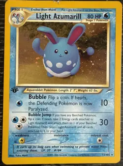 Pokemon Light Azumarill Holo 1st Edition Neo Destiny 13/105 LP *CHIP ON TOP* - Image 1