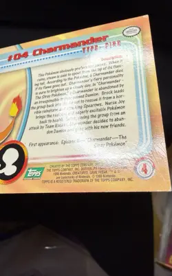 Pokemon Charmander #04 Topps TV Animation Edition 1999 Green Logo - Image 3