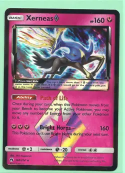2018 XERNEAS 144/214- PRISM STAR LOST THUNDER Pokemon - ULTRA RARE-HOLO-NM/MINT - Image 1