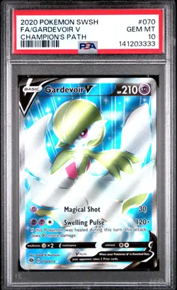 2020 POKEMON SWORD & SHIELD CHAMPION'S PATH #070 FULL ART/GARDEVOIR V PSA 10 - Image 1