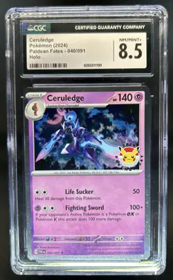 2024 Pokemon Paldean Fates Ceruledge Promos Cosmos Holo #040/091 CGC 8.5 - Image 1