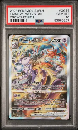 2023 POKEMON SWORD & SHIELD CROWN ZENITH #GG44 FULL ART/MEWTWO VSTAR PSA 10 - Image 1