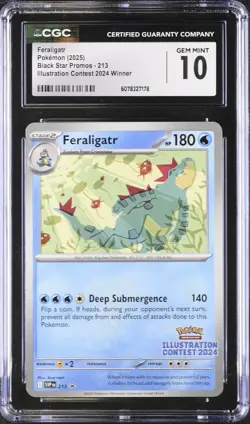 2025 Pokemon Feraligatr Black Star Promo Illustration Contest Winner CGC 10 - Image 1
