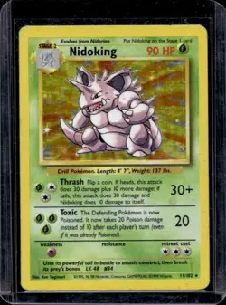 1999 Pokemon Unlimited Nidoking Rare Holo #11/102 - Image 1