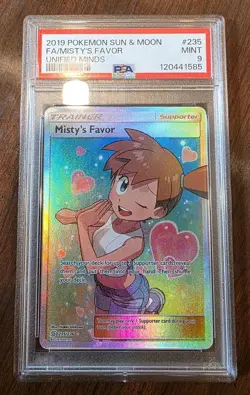 Pokemon TCG Card Mistys Favor 235/236 SM Unified Minds Holo Full Art PSA 9 - Image 1