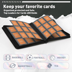 Toploader Binder,Trading Card Binder Storage Hold up 288 Cards 9-Pocket Top Load - Image 3