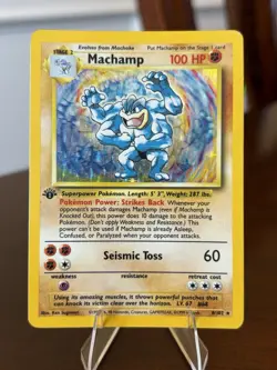 Pokemon TCG Machamp 1st Edition Holo Rare Card 8/102 Base Set 100 HP - Image 1