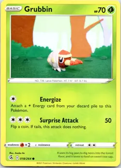 Grubbin 018/264 C Fusion Strike Pokemon NM Asako Ito - Image 1