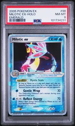 2005 Pokemon EX Emerald Milotic Holo #96/106 PSA 8 NM MT - Image 1
