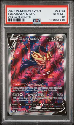 2023 POKEMON SWORD & SHIELD CROWN ZENITH #GG54 FULL ART/ZAMAZENTA V PSA 10 - Image 1