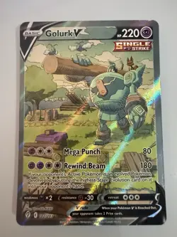 Pokemon TCG Golurk V Alternate Art 182/203 Evolving Skies LP - Image 1