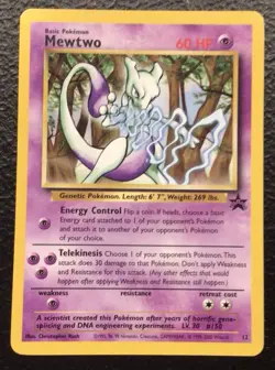 Pokemon Mewtwo Black Star Promo 12/53 WOTC Vintage 2000 - Image 1