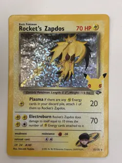 Pokemon TCG Celebrations Classic Collection Rockets Zapdos 15/132 Holo Rare NM - Image 1
