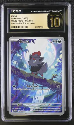 CGC 10 Pristine Pokemon English Zorua 142/086 2025 White Flare EN Illustration - Image 1