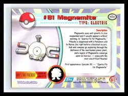 💥 MAGNEMITE 1999 Topps Pokemon TV Non Holo Animation 1st Series Blue Logo # 81 - Image 2