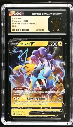 Raikou V 048/172 Brilliant Stars Pokemon CGC Pristine 10 Gold Label - Image 1