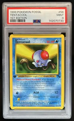 1999 Pokemon Fossil 1st Edition Tentacool #56/62 PSA 9 - Image 1
