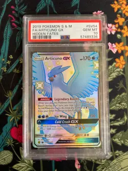 Pokemon TCG PSA 10 Shiny Articuno GX Full Art Holo Hidden Fates SV54/SV94 - Image 1