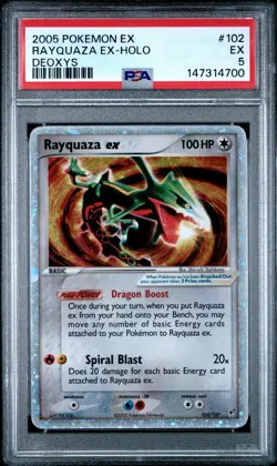 2005 POKEMON EX DEOXYS #102 RAYQUAZA EX-HOLO PSA 5 - Image 1