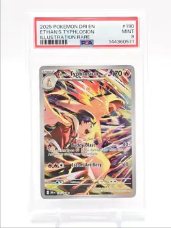ETHAN'S TYPHLOSION 2025 POKEMON DESTINED RIVALS ILLUSTRATION 190 PSA 9 Q6222 - Image 1