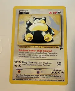 Pokemon TCG Snorlax Base Set 2 Rare 30/130 90 HP 2000 Vintage Regular - Image 1