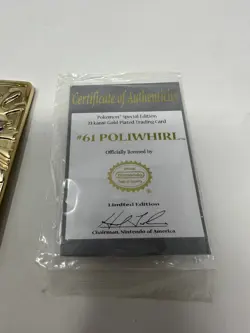 Pokemon Poliwhirl 23k Gold Plated Trading Card With COA Burger King 1999 - Image 5